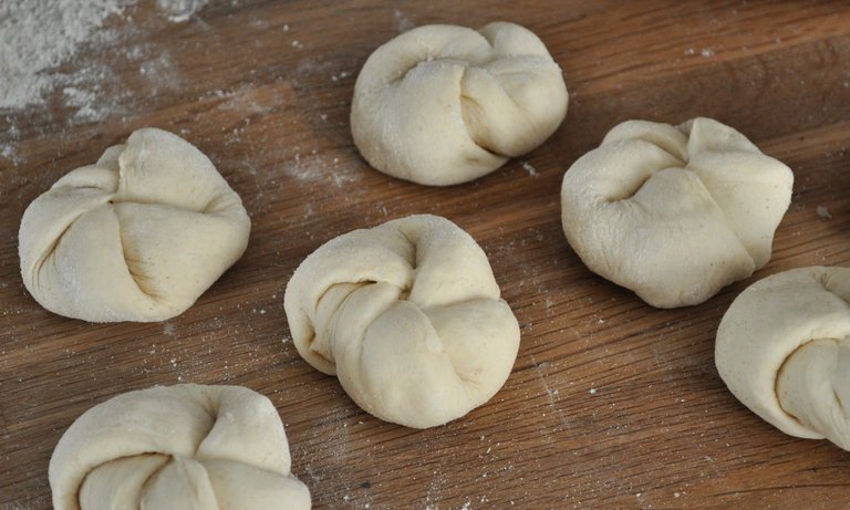 Shaping Kaiser rolls